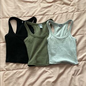 Tilly’s Women's Racerback Tank Top Set - Black, Grey, Olive Green